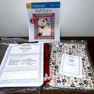 Quiltmaker Kit  "Ruff Patch" Dog Pattern Crib Size‎ Quilt & Backing Fabric New